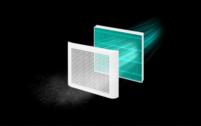 Air passing through a HEPA grade filter