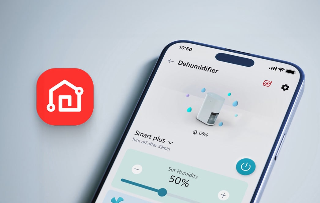 Receive push notifications through the LG ThinQ app when the water tank is full or humidity is high.