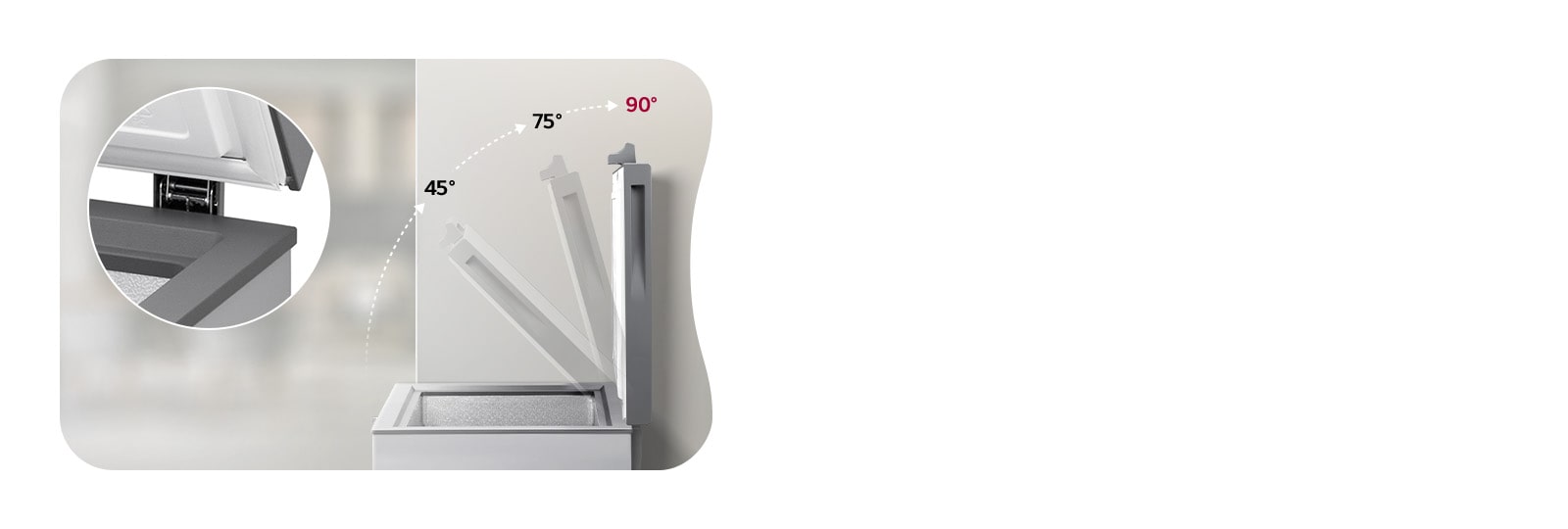 LG chest freezer lid opens up to 90 degrees for easier loading and unloading