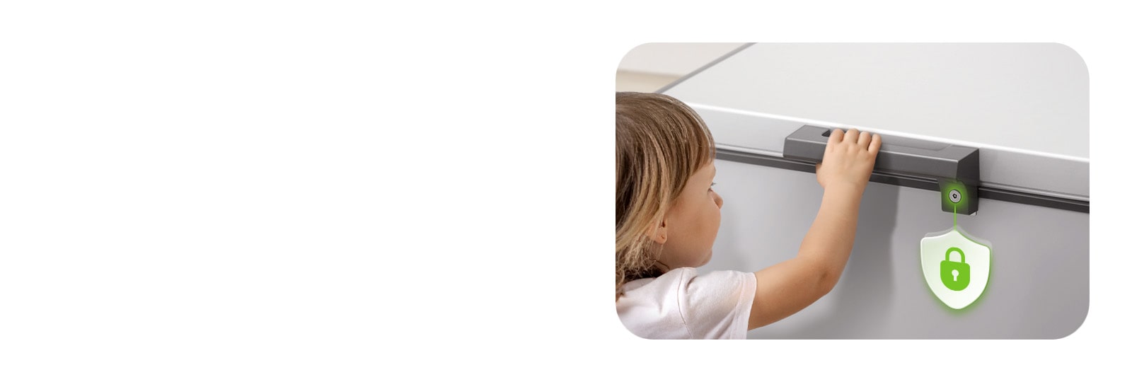 LG chest freezer child lock stops children from opening the lid for added safety