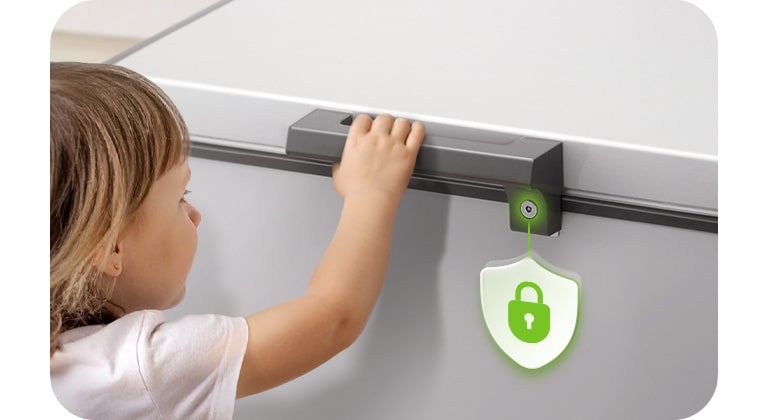 LG chest freezer child lock stops children from opening the lid for added safety