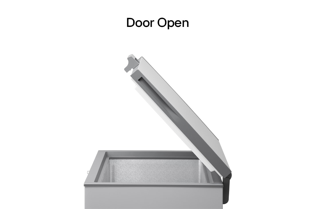 LG 309L, Chest Freezer, Stabilizer Free, Child Lock, Full-Surround Cooling, External Controller, Basket, LG chest freezer left top angle view with lid open, GCFB316BQCF, thumbnail 4