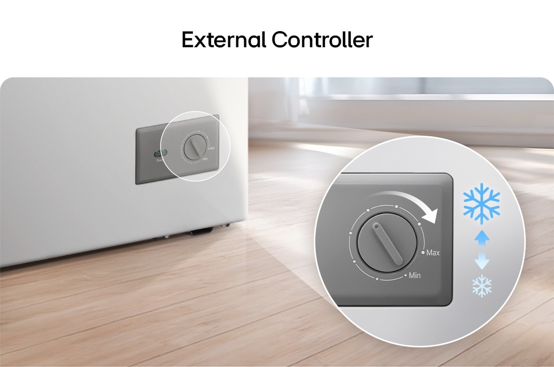 LG 309L, Chest Freezer, Stabilizer Free, Child Lock, Full-Surround Cooling, External Controller, Basket, LG chest freezer external temperature control dial, GCFB316BQCF, thumbnail 13