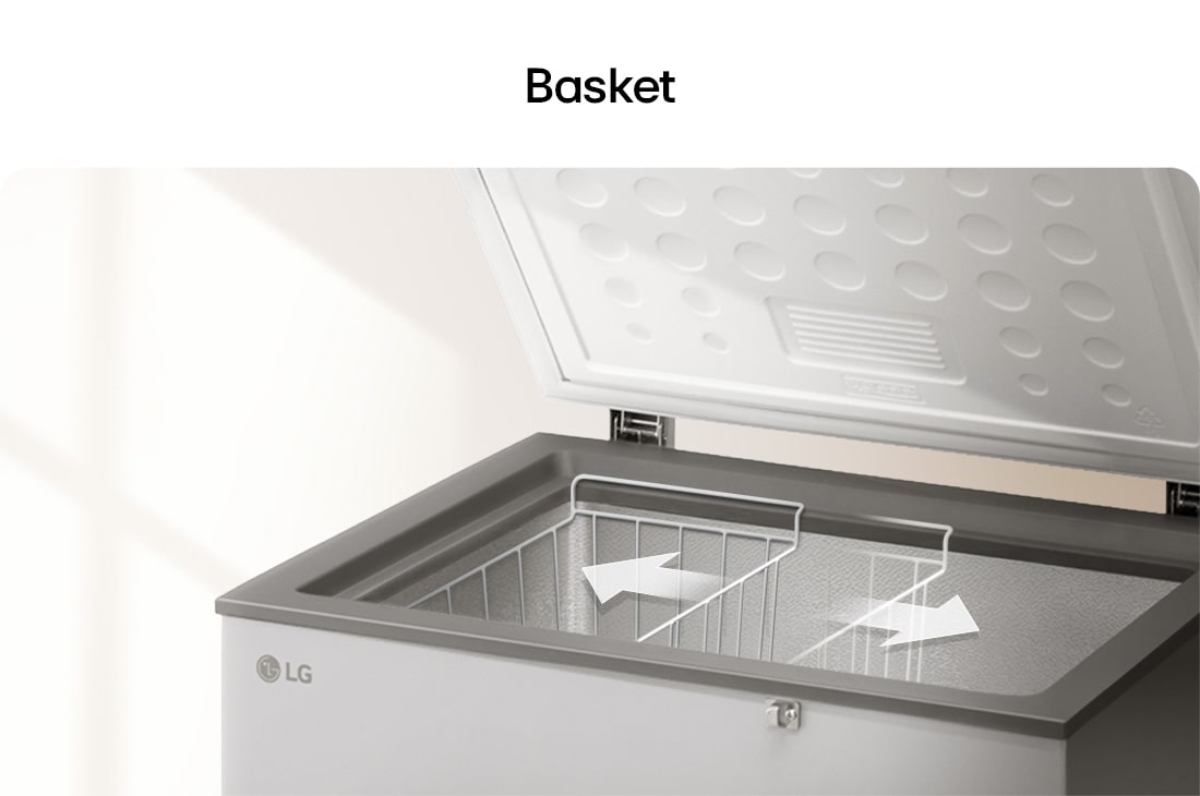 LG 309L, Chest Freezer, Stabilizer Free, Child Lock, Full-Surround Cooling, External Controller, Basket, LG chest freezer removable storage basket, GCFB316BQCF, thumbnail 15