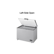 LG 309L, Chest Freezer, Stabilizer Free, Child Lock, Full-Surround Cooling, External Controller, Basket, LG chest freezer side view showing door opening, GCFB316BQCF, thumbnail 5