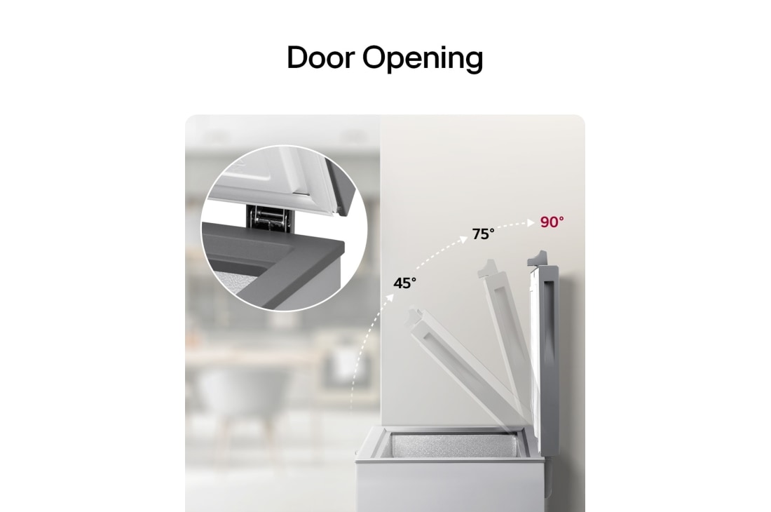 LG 143L, Chest Freezer, Stabilizer Free, Child Lock, Full-Surround Cooling, External Controller, Basket, LG chest freezer lid opening up to 90 degrees, GCFB145BQCF, thumbnail 14
