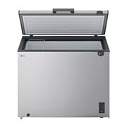 LG 243L Chest Freezer Silver, LG chest freezer side view showing half door opening, GCFB255BQCF, thumbnail 4