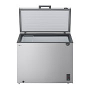 LG 291L Chest Freezer Silver, LG chest freezer side view showing door opening, GCFB305BQCF, thumbnail 3