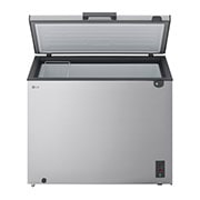 LG 291L Chest Freezer Silver, LG chest freezer side view showing half door opening, GCFB305BQCF, thumbnail 4