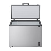 LG 497L Chest Freezer Silver, LG chest freezer side view showing door opening, GCFB505BQCF, thumbnail 3