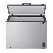LG 497L Chest Freezer Silver, LG chest freezer side view showing half door opening, GCFB505BQCF, thumbnail 4