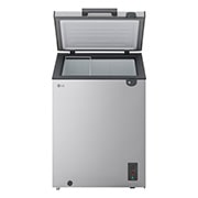 LG 137L Chest Freezer Silver, LG chest freezer side view showing door opening, GCFB155BQCF, thumbnail 3