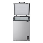 LG 137L Chest Freezer Silver, LG chest freezer side view showing half door opening, GCFB155BQCF, thumbnail 4