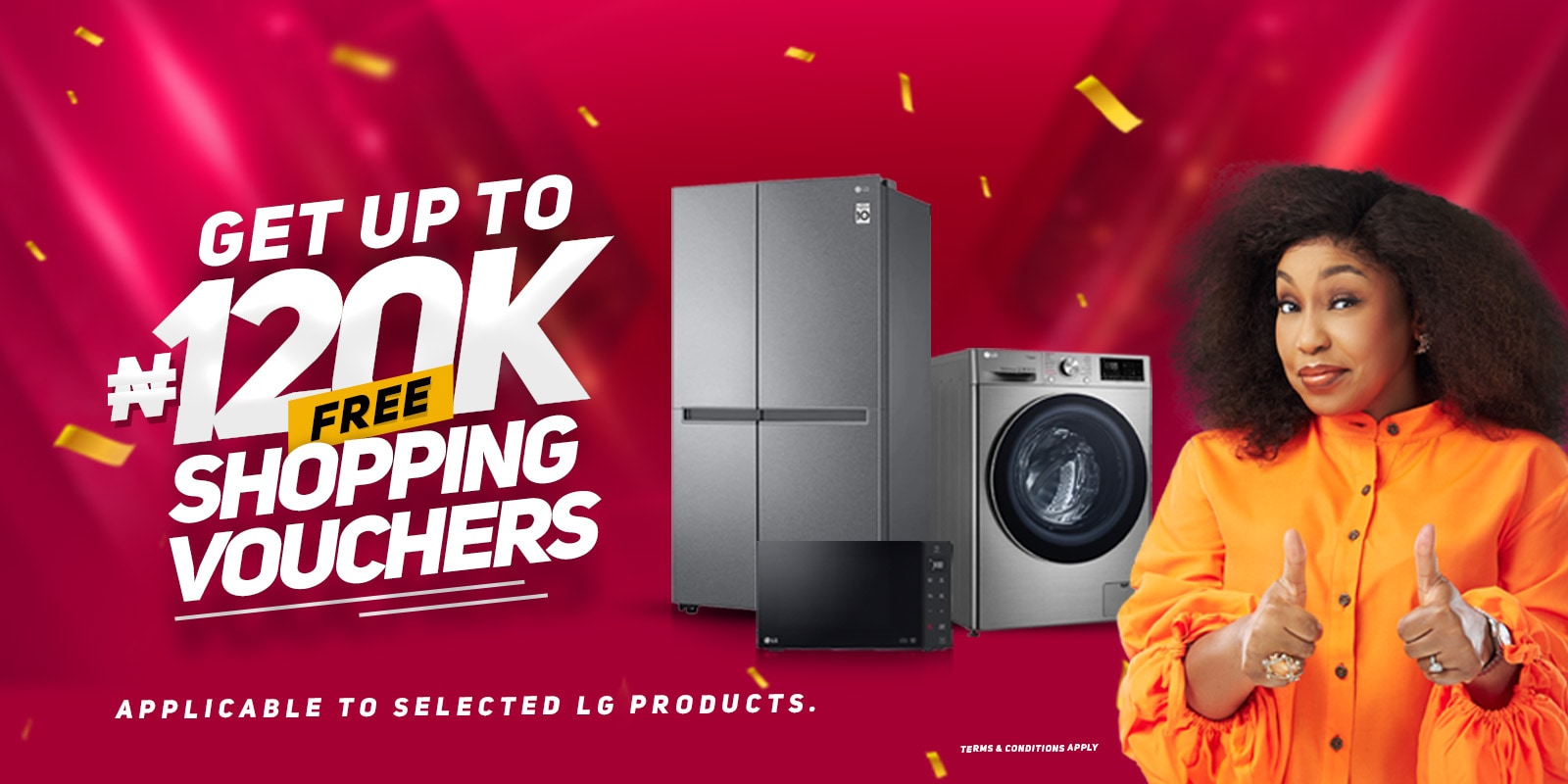 Free shopping vouchers when consumers buy LG home applianes, Rita Dominic presenting the details