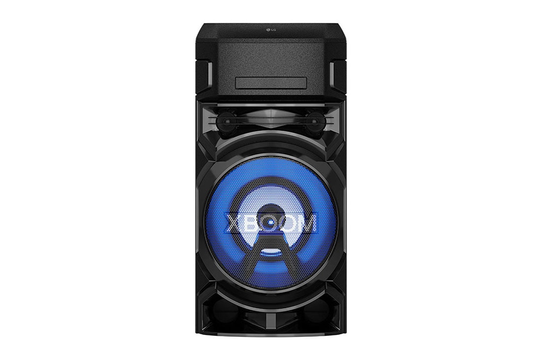 LG XBOOM ON5, Super Bass Boost, Bass Blast, Party Strobe, DJ App & DJ Pad, front view with blue lighting, ON5, thumbnail 8