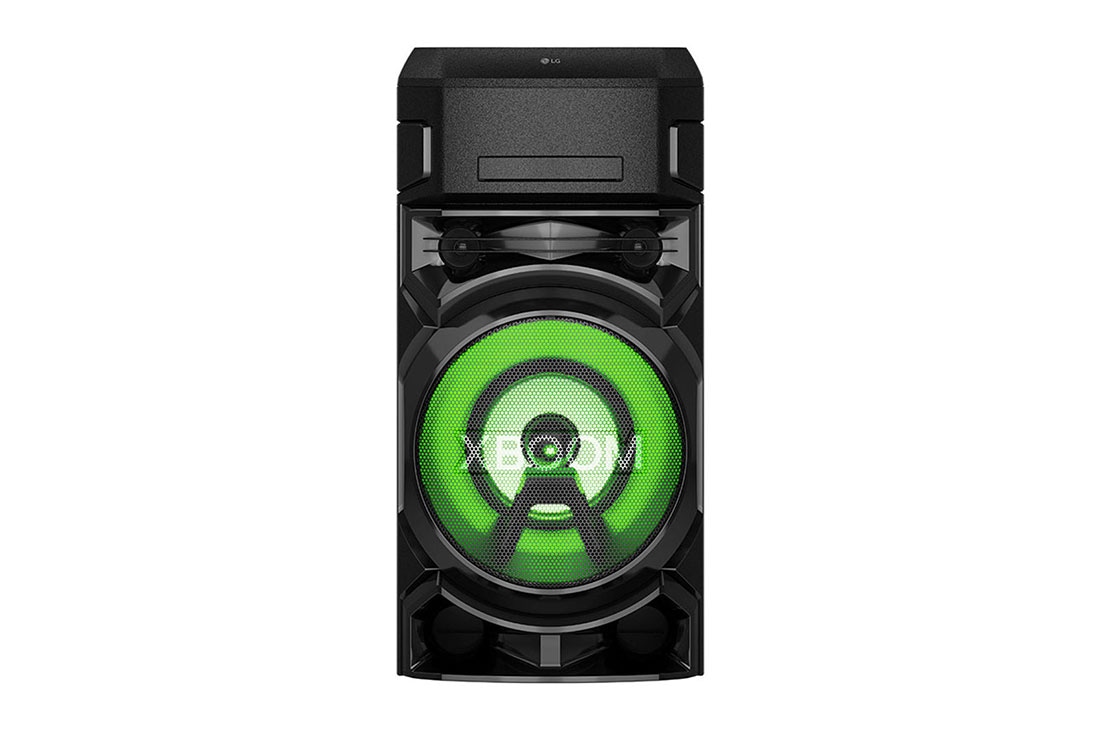 LG XBOOM ON5, Super Bass Boost, Bass Blast, Party Strobe, DJ App & DJ Pad, front view with green lighting, ON5, thumbnail 9