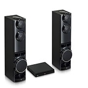 LG 1250W 4.2CH HOME THEATER SYSTEM, DUAL SUBWOOFER, AUX IN, diagonal set 30 degree view with the left side forward, LHD687BG, thumbnail 6