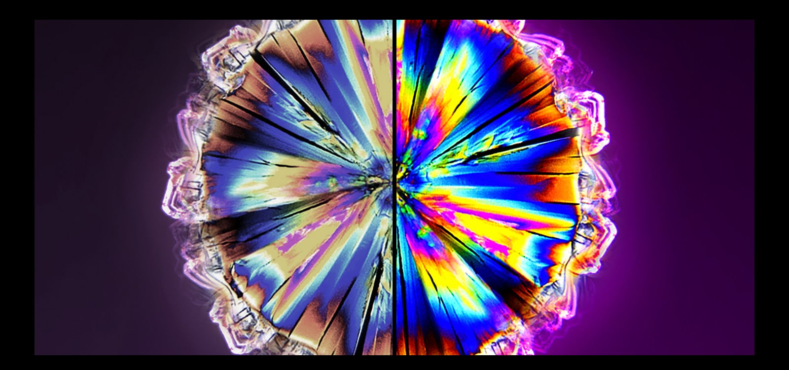 A comparison of color purity between conventional and NanoCell tech.