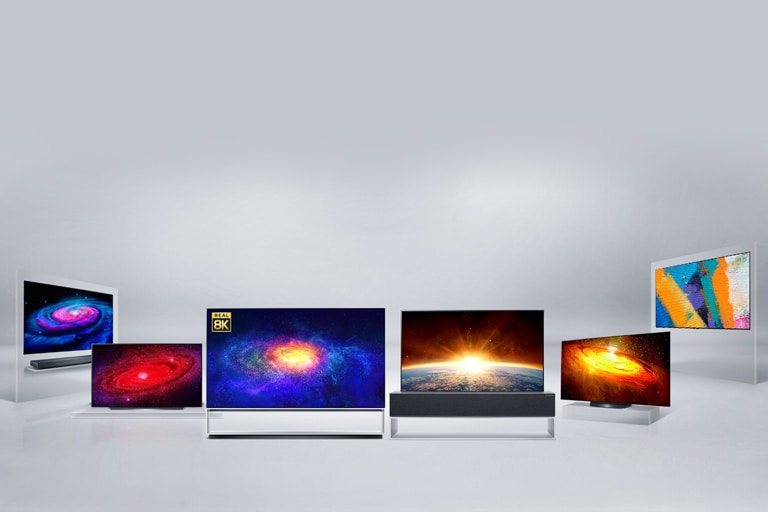 LG OLED's RX, ZX, WX, GX, CX, BX models are arranged in space