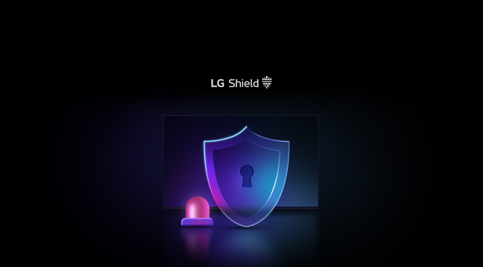 Shield icon with a keyhole beside a siren to highlight protection and security.