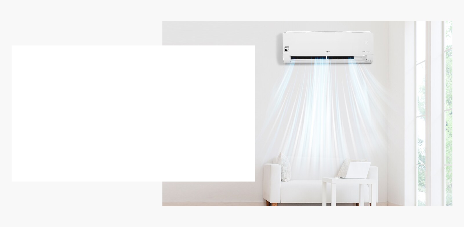 A full shot of an air conditioner with cool and fresh air coming out