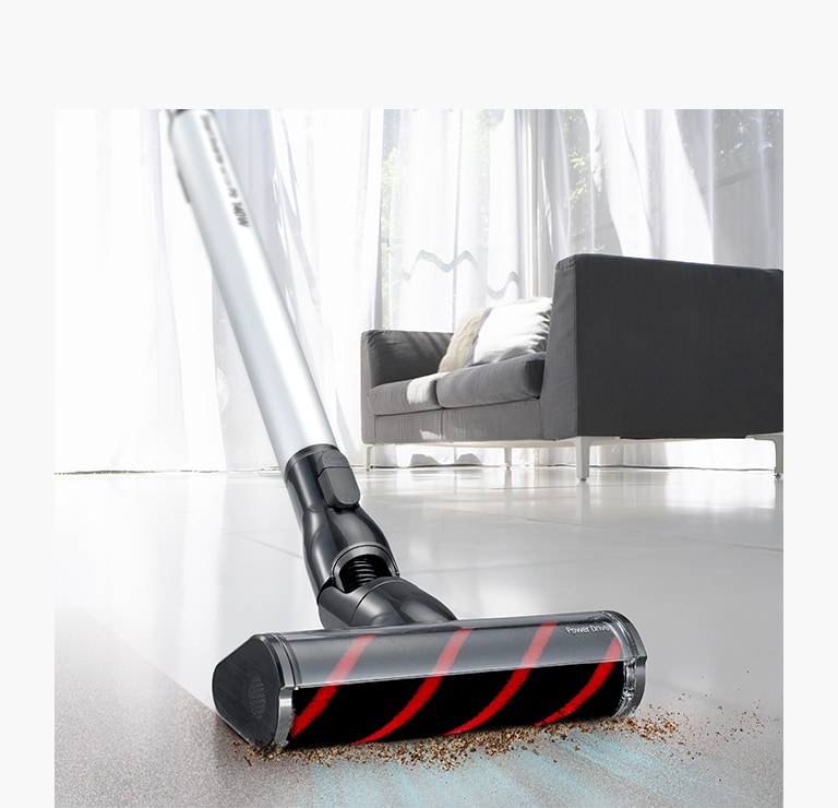 A close-up shot of a vacuum cleaner capturing dust 