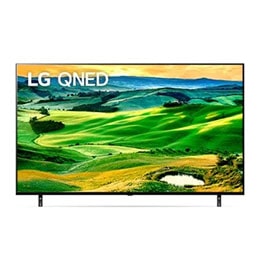 4K QNED TV and there is vast open green field with many slopes. 