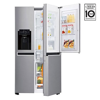 Side by Side REF, 668litres, Silver, Inverter Linear Compressor, Door in Door, Hygiene Fresh +, Slim Ice Water Dispenser1