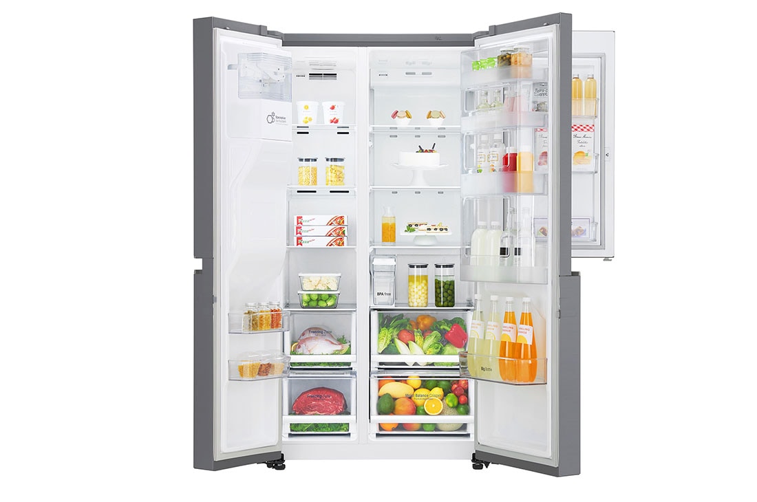 LG Side by Side REF, 668litres, Silver, Inverter Linear Compressor, Door in Door, Hygiene Fresh +, Slim Ice Water Dispenser, GC-J247SLLV, thumbnail 4
