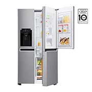 LG Side by Side REF, 668litres, Silver, Inverter Linear Compressor, Door in Door, Hygiene Fresh +, Slim Ice Water Dispenser, GC-J247SLLV, thumbnail 1