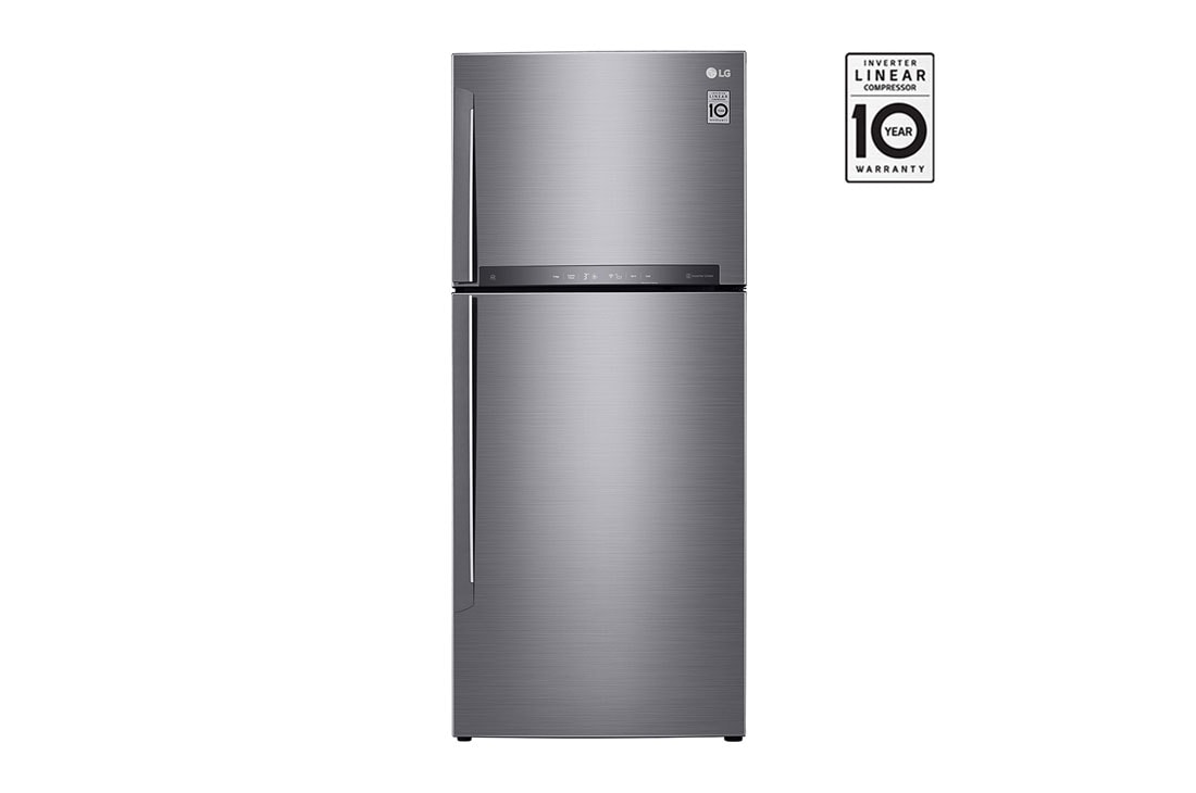 LG 444L, Silver, Top Freezer Refrigerator with Door Cooling, LINEAR Cooling™ and HygieneFresh+™, GL-H432HLHN-Front , GL-H432HLHN