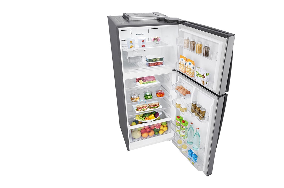 LG 444L, Silver, Top Freezer Refrigerator with Door Cooling, LINEAR Cooling™ and HygieneFresh+™, GL-H432HLHN-Top perspective open, GL-H432HLHN, thumbnail 9
