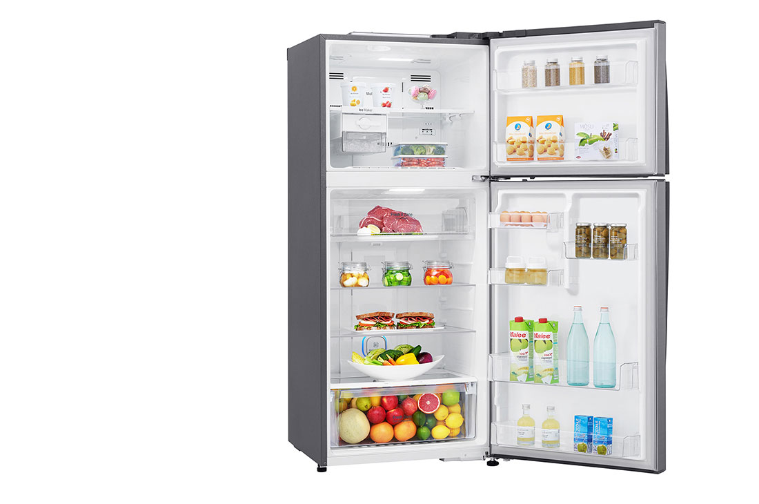 LG 444L, Silver, Top Freezer Refrigerator with Door Cooling, LINEAR Cooling™ and HygieneFresh+™, GL-H432HLHN-Left Open, GL-H432HLHN, thumbnail 11