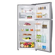LG 444L, Silver, Top Freezer Refrigerator with Door Cooling, LINEAR Cooling™ and HygieneFresh+™, GL-H432HLHN-Front open food, GL-H432HLHN, thumbnail 2