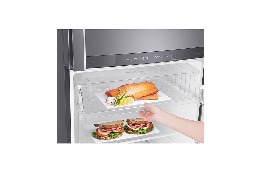 LG 438Ltr Top Freezer with Door Mounted Auto Ice Maker, GL-H502HLHN-Fresh O zone, GL-H502HLHL, thumbnail 7