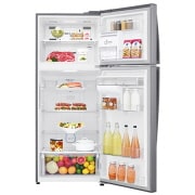 LG 438Ltr Top Freezer with Door Mounted Auto Ice Maker, GL-H502HLHN-Front open food, GL-H502HLHL, thumbnail 2