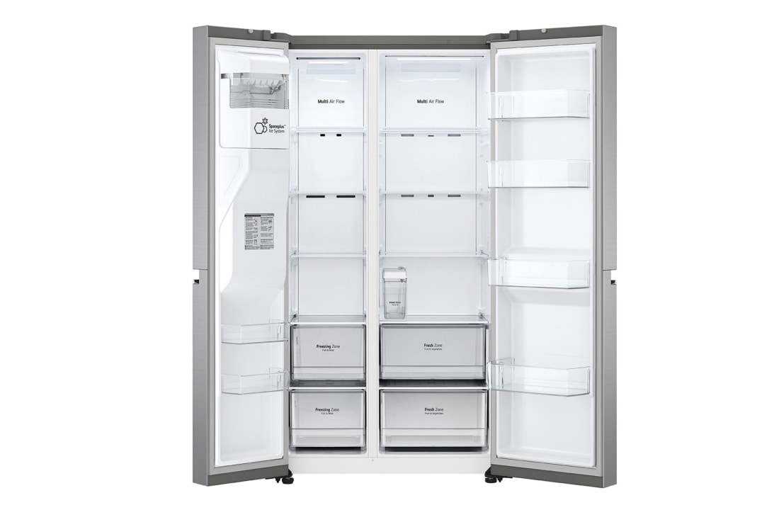 LG 674(L) | Side by Side Refrigerator |Smart Inverter Compressor | Multi Air Flow | Smart Diagnosis™, front door open without content , GC-L257SLRL, thumbnail 5