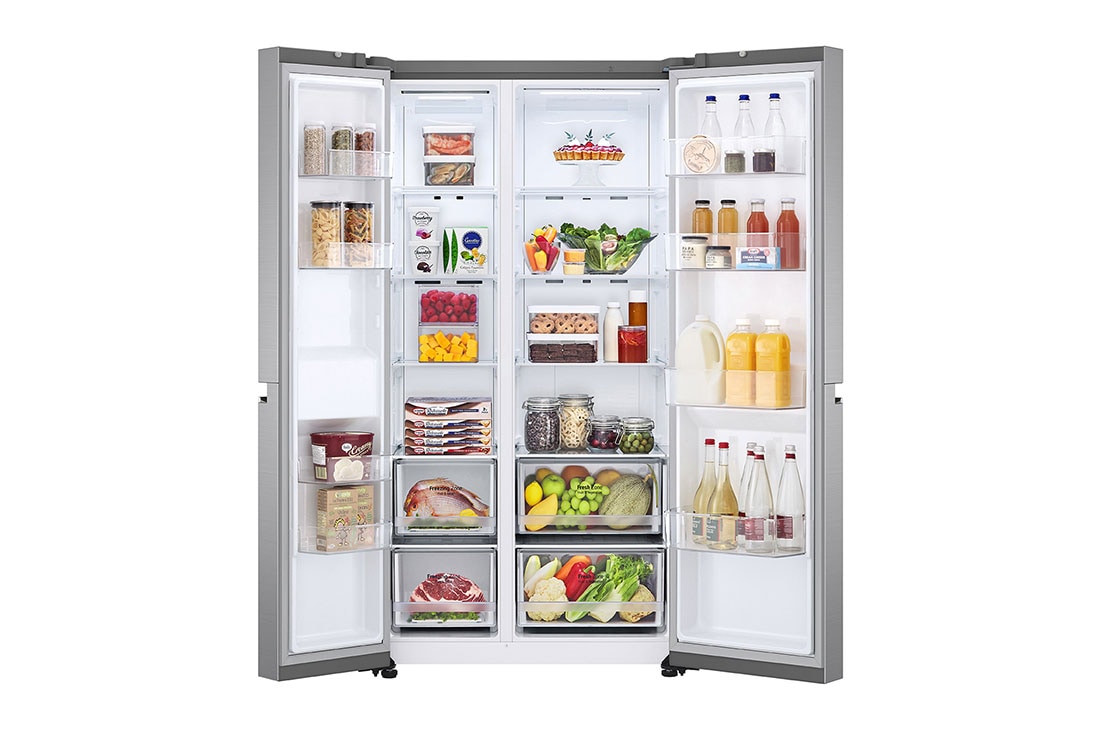 LG 694(L) | Side by Side Refrigerator |Smart Inverter Compressor | Multi Air Flow, front open food view, GC-B257SLWL, thumbnail 2