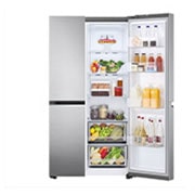LG 694(L) | Side by Side Refrigerator |Smart Inverter Compressor | Multi Air Flow, front right open food view, GC-B257SLWL, thumbnail 7
