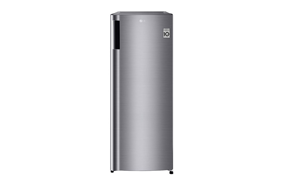LG 168L, Silver, Standing Freezer with Turbo Freezing and LVS (Low Voltage Stability), Front-View, GN-304SLGT