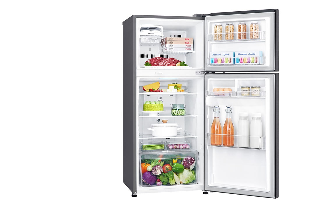 LG 234(L) | Top Freezer Refrigerator | Inverter Linear Compressor | Multi Air Flow, LeftSide_open_View_With_Food, GL-C252SLBB, thumbnail 8