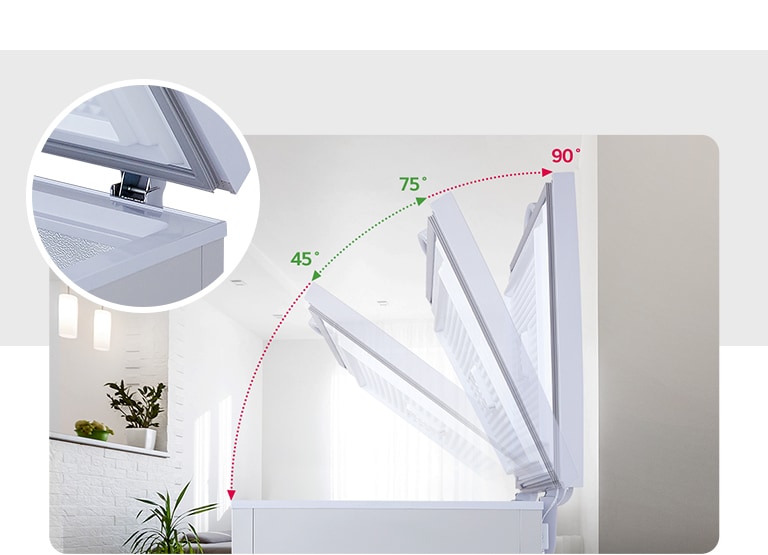he opening of a door at various angles