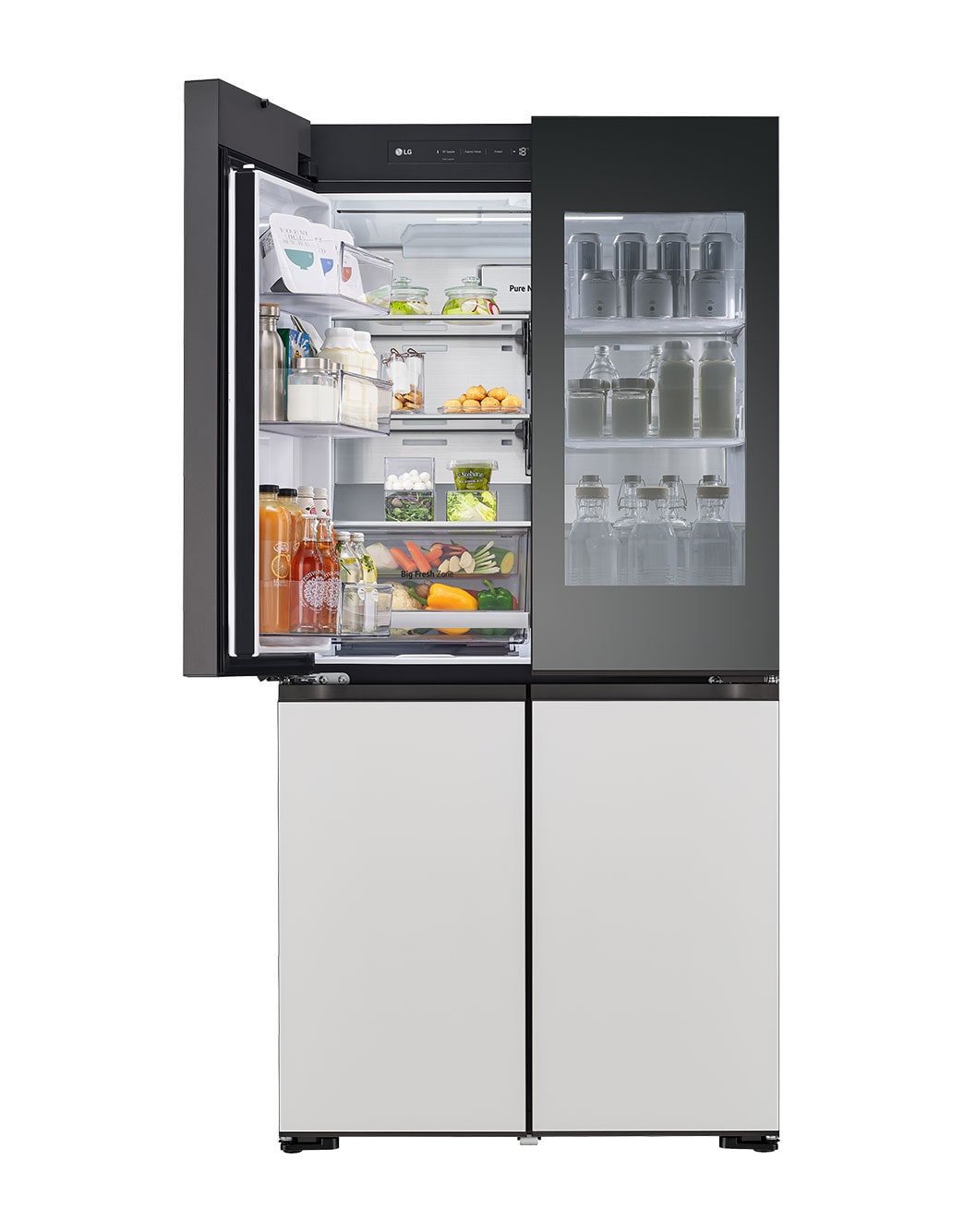 LG 671L , French Door, MoodUP® Refrigerators, Objet Collection, 3 Star, left_On_Food, GR-A24FDMMB, thumbnail 6