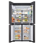 LG 671L , French Door, MoodUP® Refrigerators, Objet Collection, 3 Star, door open with food , GR-A24FDMMB, thumbnail 11