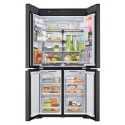 LG 671L , French Door, MoodUP® Refrigerators, Objet Collection, 3 Star, door open with food , GR-A24FDMMB, thumbnail 9