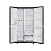 LG 674L Side-by-Side Refrigerator with Multi Air Flow, Multi Digital Sensors, Smart Diagnosis™, Matte Black Finish, 3-Star, Front all door open without food view, GC-B257KQJW, thumbnail 3