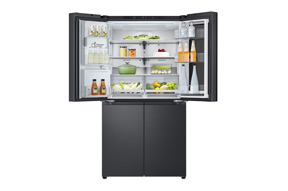 LG Black Glass InstaView, French Door Fridge, Essence Black Steel, Front Top Open Food View, GC-X24FFCAB, thumbnail 8