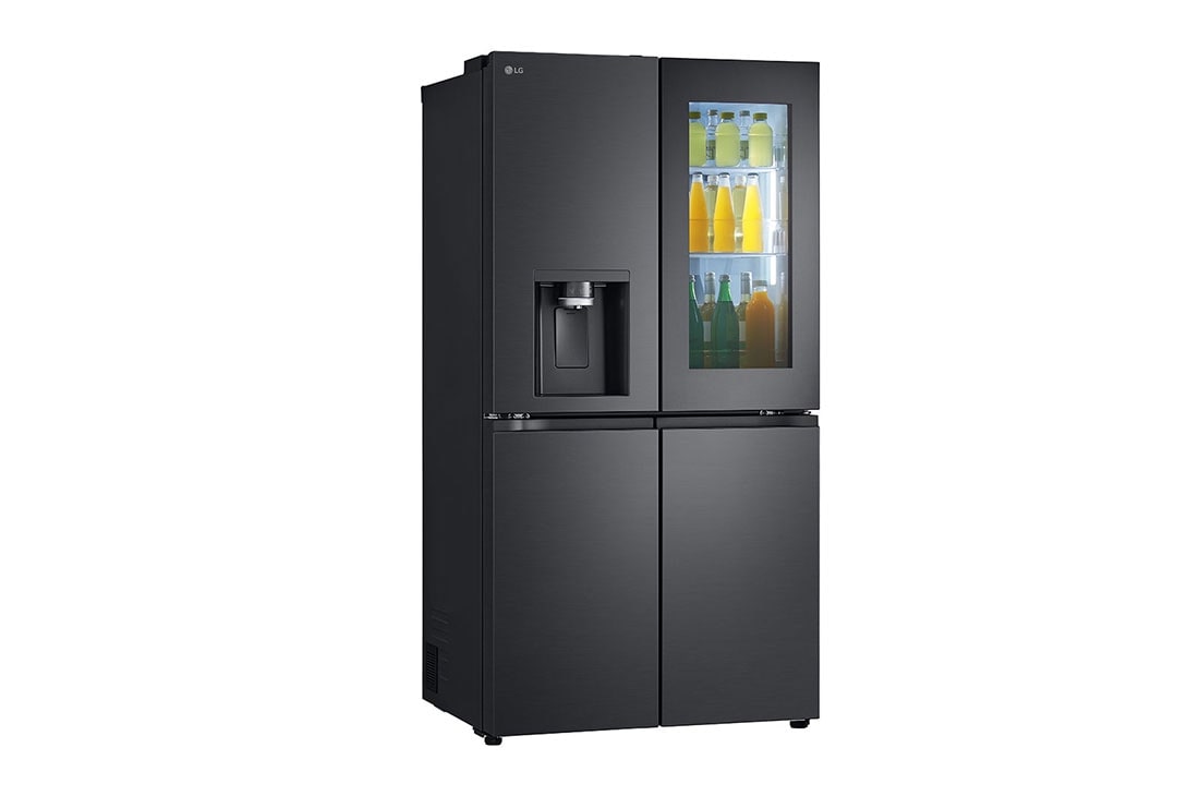 LG Black Glass InstaView, French Door Fridge, Essence Black Steel, Left Side Food View, GC-X24FFCAB, thumbnail 12