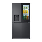 LG Black Glass InstaView, French Door Fridge, Essence Black Steel, Front view, GC-X24FFCAB, thumbnail 1
