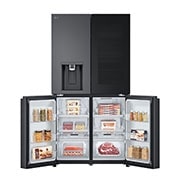 LG Black Glass InstaView, French Door Fridge, Essence Black Steel, Front Bottom Open Food View, GC-X24FFCAB, thumbnail 10